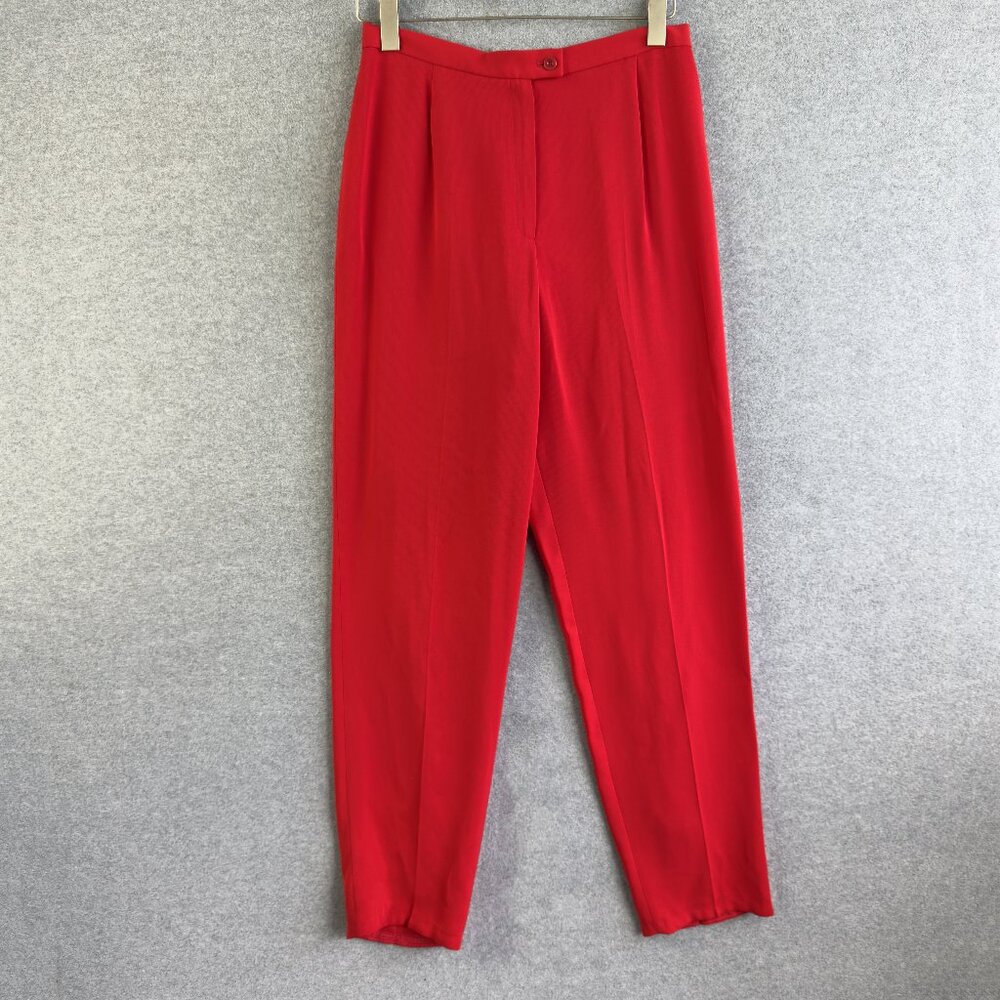 Liz Claiborne Collection Bright Red Pleated Slacks, 32″ Waist, 32″ Inseam